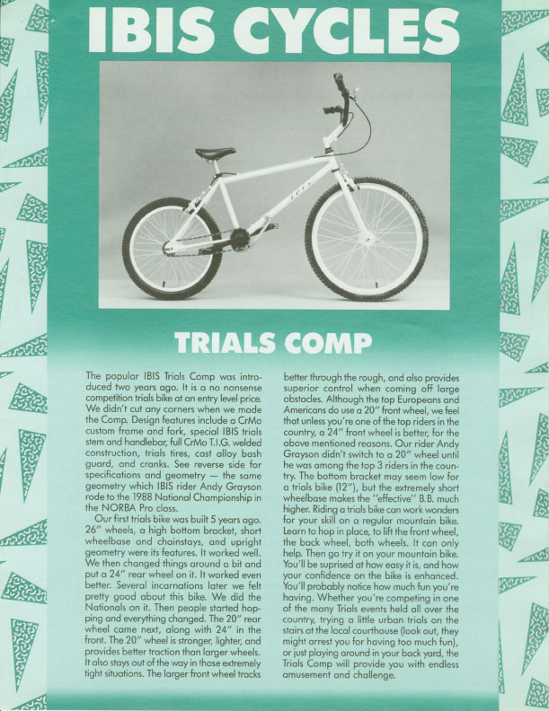 Ibis 1989 Dealer Catalog - Trials Comp