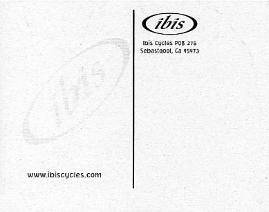 1997 Ibis Postcard - Bum Side