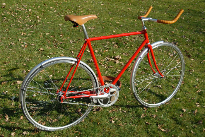 The Red Bike -  rear quarter view